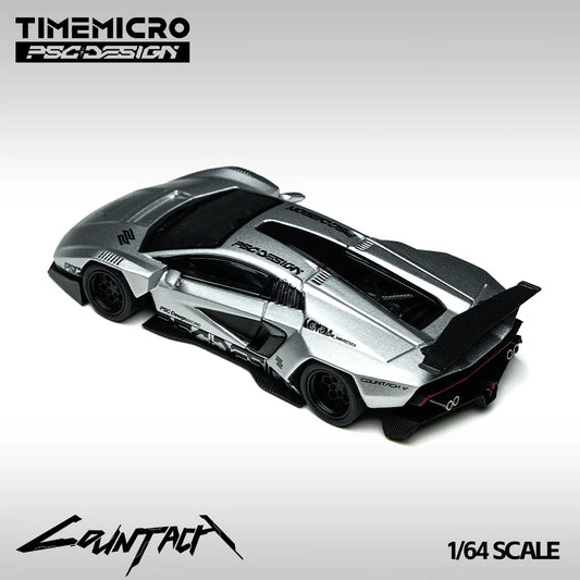 PRE-ORDER | Lamborghini Countach V Matte Silver Grey Exhibition Edition (Limited to 999) 1:64 Scale by Time Micro