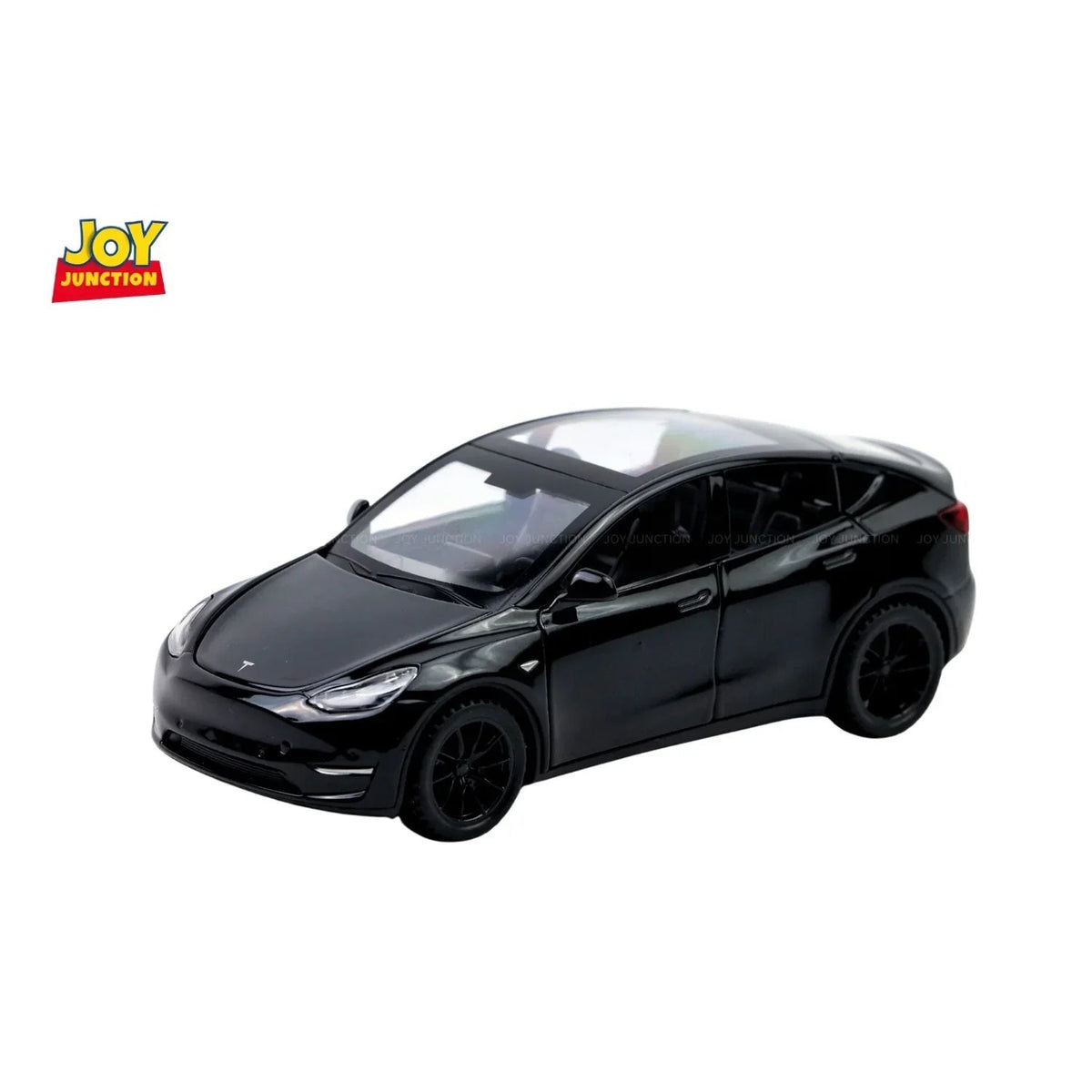 Tesla Model Y Pullback Toy Car - Light, Sound with Openable Doors, 1:32 Scale (Black) collectible diecast model at Poketwheels