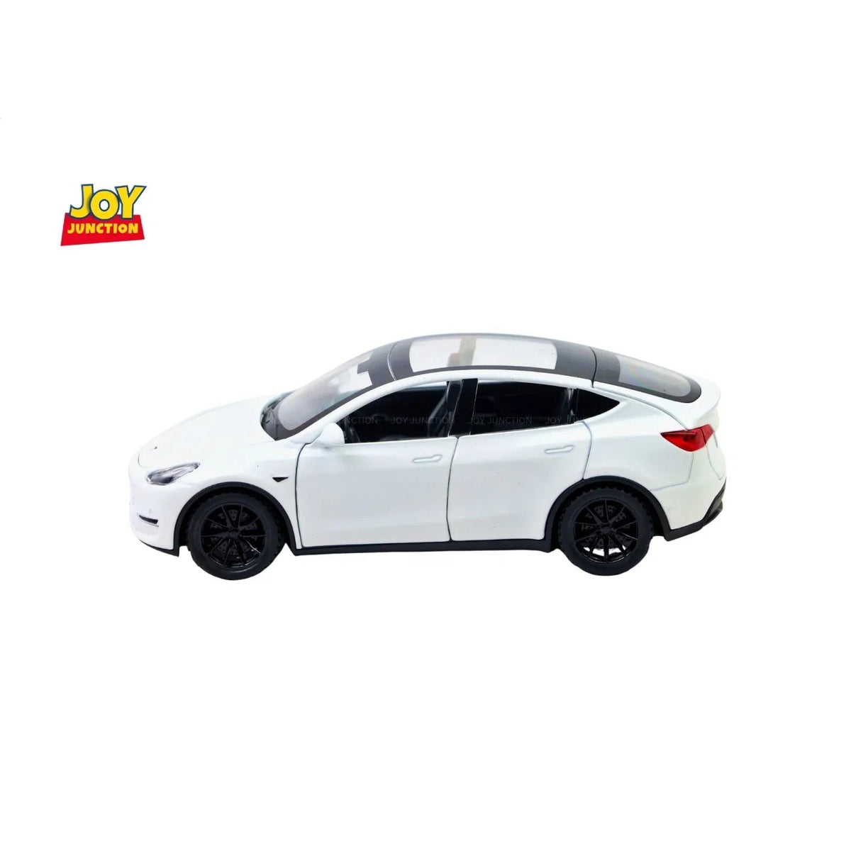 Tesla Model Y Pullback Toy Car - Light, Sound with Openable Doors, 1:32 Scale (White) collectible diecast model at Poketwheels