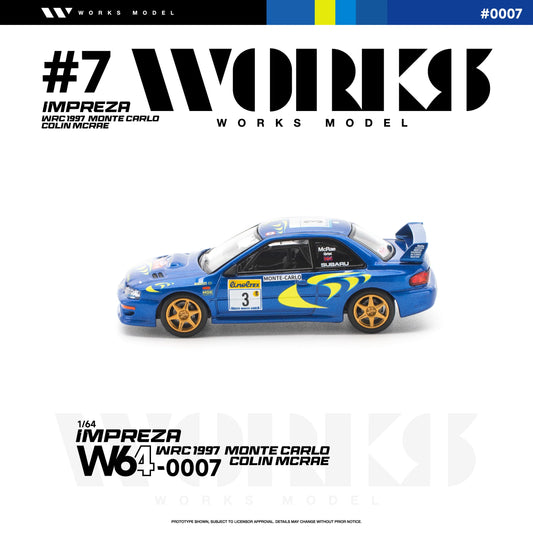 PRE-ORDER Works Model Subaru Impreza WRC 1997 Monte Carlo Colin McRae, 1:64 Scale