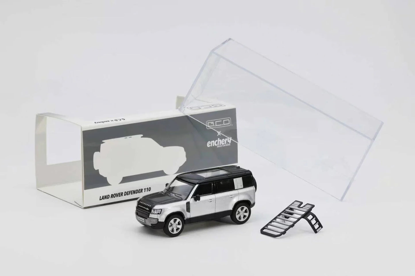 PRE-ORDER | Land Rover Defender 110 2021 1:64 Scale (Silver) by GCD x Enchery
