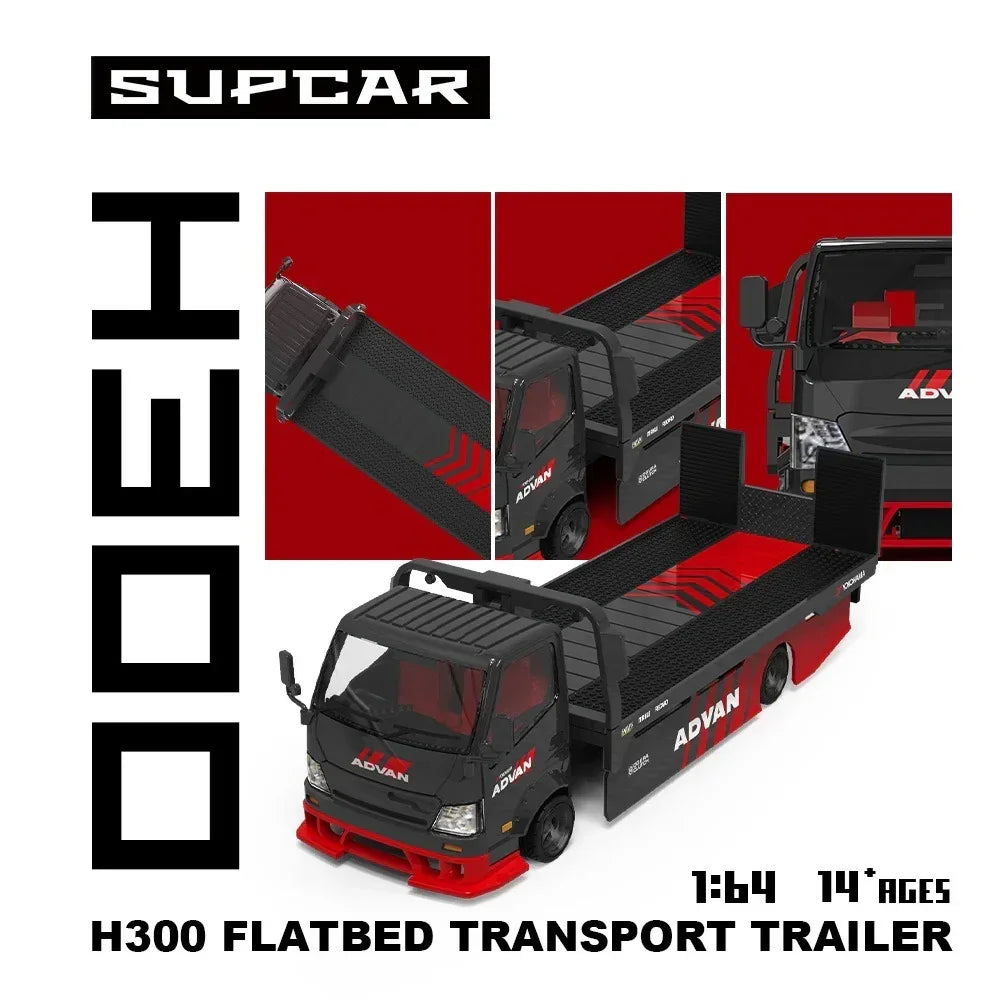 *PRE-ORDER* Advan H300 Flatbed Transport Trailer, 1:64 Scale (Red) collectible diecast model at Poketwheels
