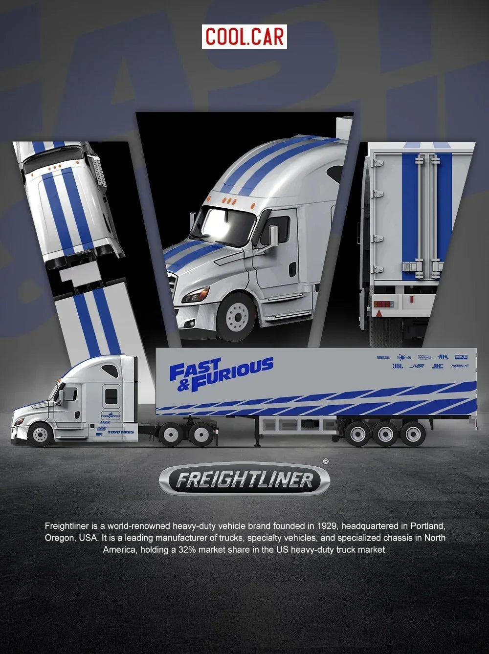 *PRE-ORDER* Cool Car Feron "Fast and Furious" Special Transportation Vehicle , 1:64 Scale (Silver & Blue) collectible diecast model at Poketwheels