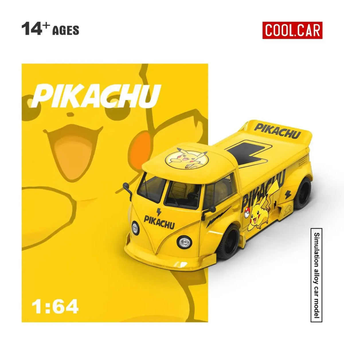 *PRE-ORDER* Volkswagen T1 pickup truck - Pikachu painted, 1:64 Scale (Yellow) collectible diecast model at Poketwheels