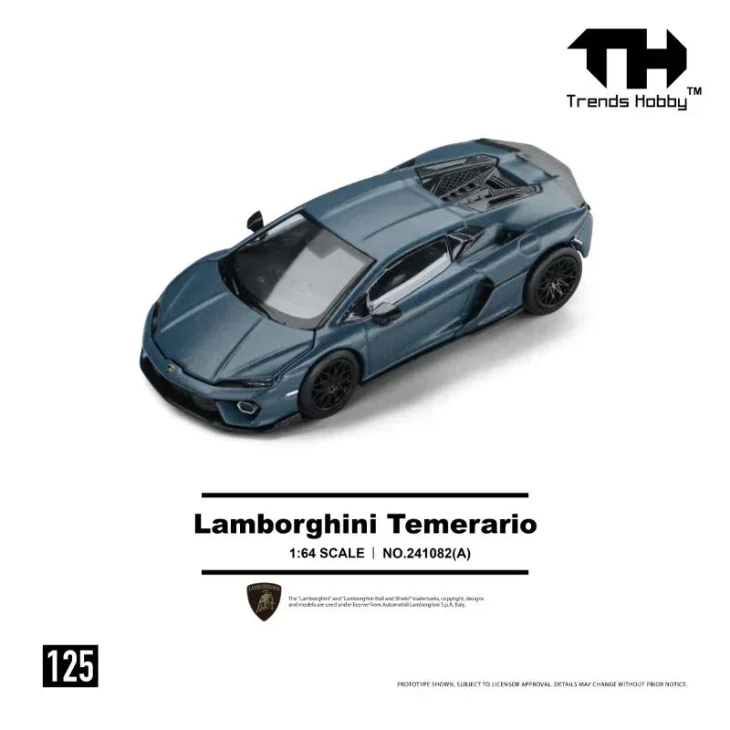 Lamborghini Temerario, 1:64 Scale (Matte Blue) collectible diecast model at Poketwheels