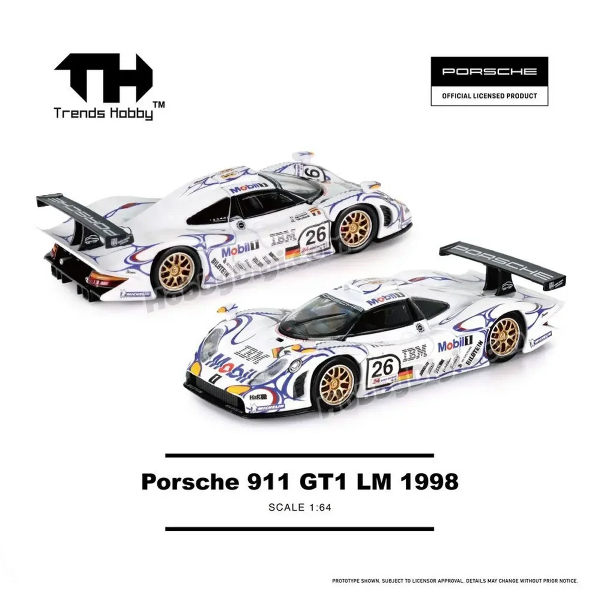 Porsche 911 GTI LM 1998, 1:64 Scale collectible diecast model at Poketwheels