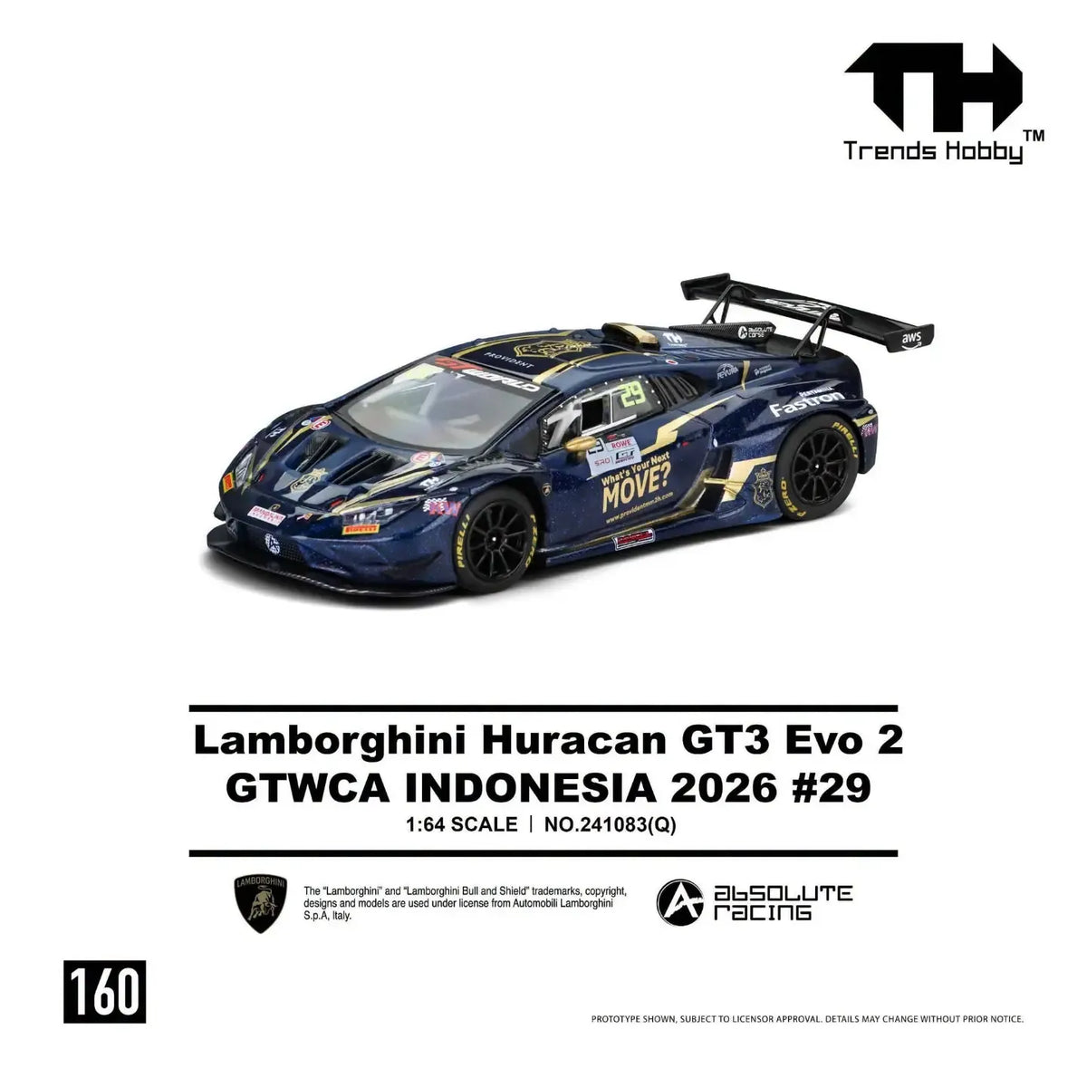 *PRE-ORDER* Lamborghini Huracan GT3 EVO2 Blue GTWCA Indonesia 2026 #29, 1:64 Scale collectible diecast model at Poketwheels