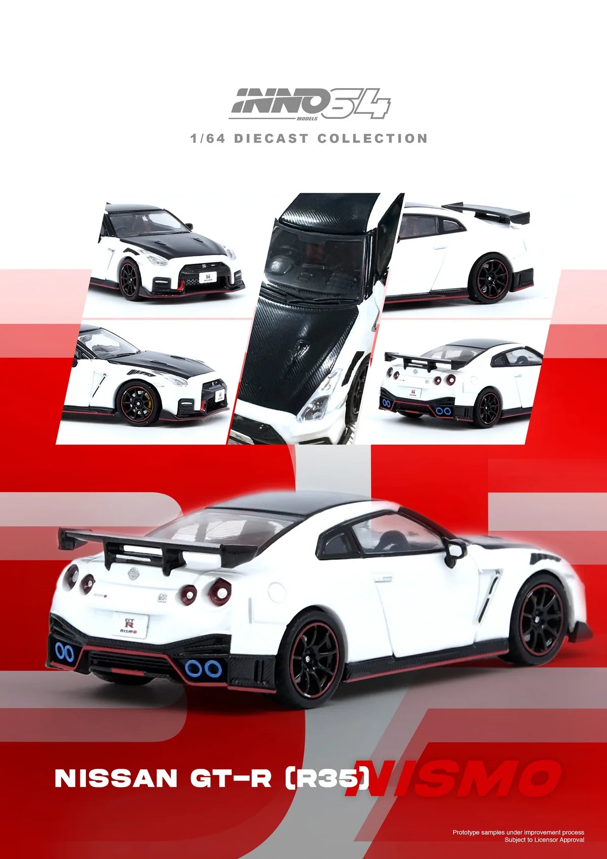 INNO64 Nissan GT-R R35 Nismo White 1:64 Scale Diecast Model