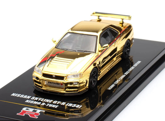 INNO64 Nissan Skyline GT-R R34 Nismo R-Tune Gold Chrome Hobby Expo China 2023 Event Edition 1:64 Scale Diecast Model (Pre-Order)