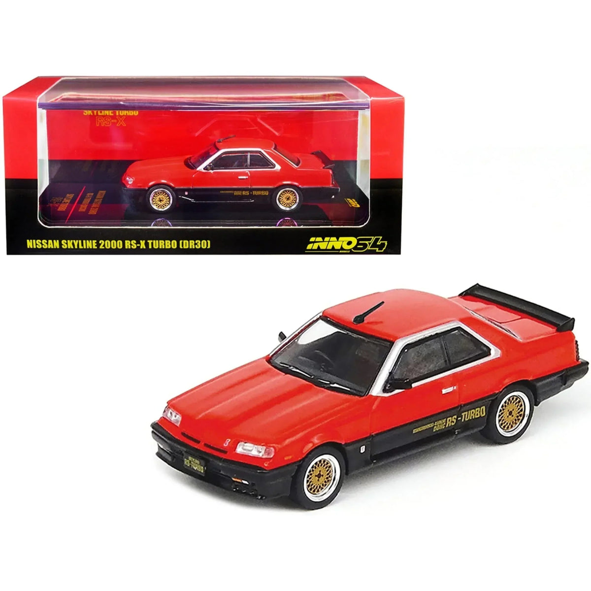 Nissan Skyline 2000 Turbo RS-X (DR30), 1:64 Scale (Red & Black) collectible diecast model at Poketwheels