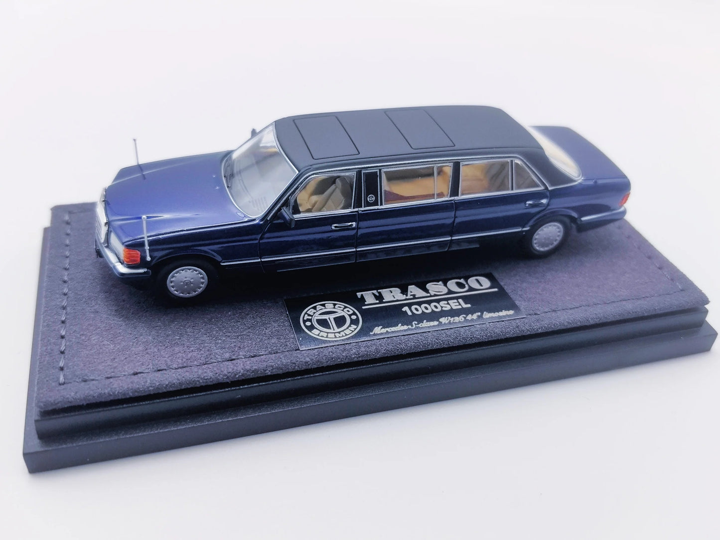 HEC 2026 The Art of Model Mercedes S-Class W126 Trasco 1000SEL Limousine Blue 1:64 Scale Diecast Model