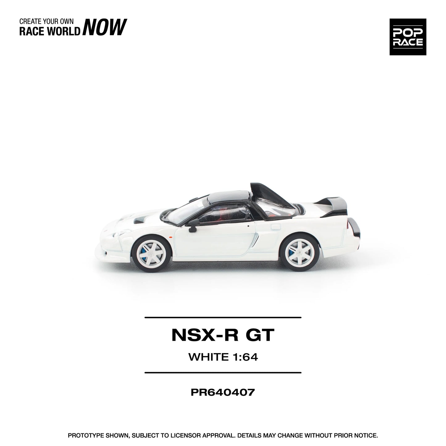 POPRACE Honda NSX-R GT White 1:64 Scale Diecast Model (Pre-Order)