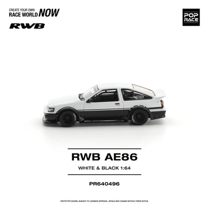 POPRACE RWB Toyota AE86 White Black 1:64 Scale Diecast Model (Pre-Order)
