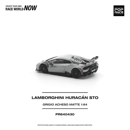 POPRACE Lamborghini Huracán STO Grigio Acheso Matte 1:64 Scale Diecast Model (Pre-Order)