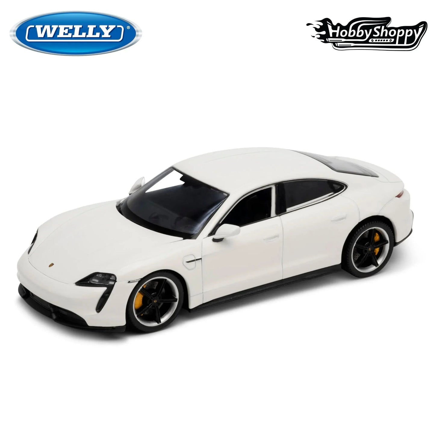 Premium scale model car for display – Porsche Taycan Turbo S, 1:24 Scale (White) Collectible