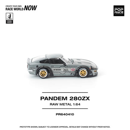 POPRACE Pandem Nissan 280ZX Raw Metal 1:64 Scale Diecast Model (Pre-Order)