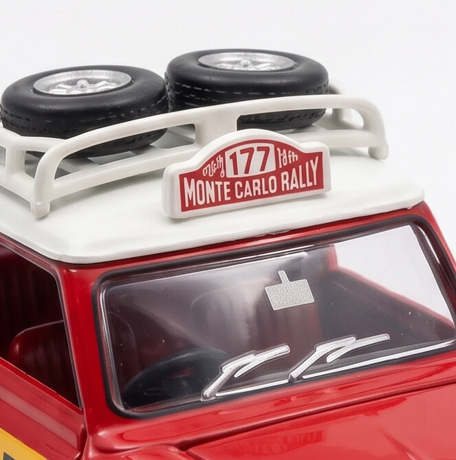 TINY Mini Cooper MK1 Rally #177 1:50 Scale (Red) – Official Licensed Diecast with Acrylic Case