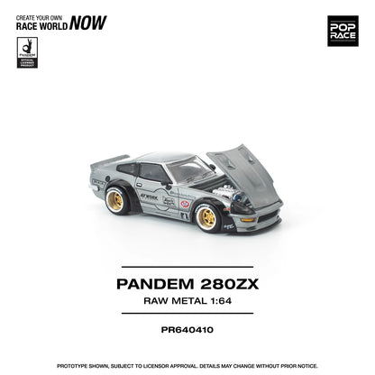 POPRACE Pandem Nissan 280ZX Raw Metal 1:64 Scale Diecast Model (Pre-Order)