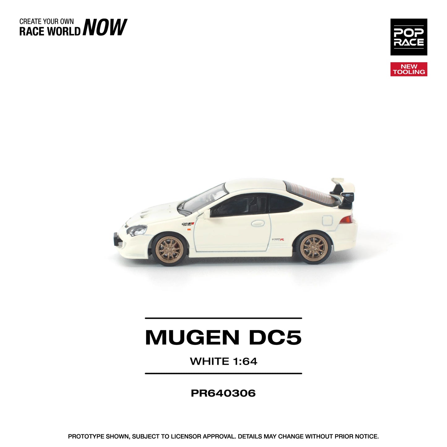 POPRACE Honda DC5 Mugen New Tooling White 1:64 Scale Diecast Model (Pre-Order)