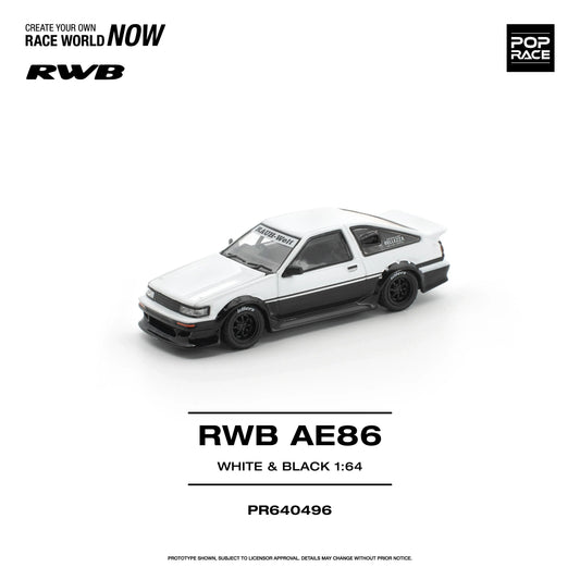 *PRE-ORDER* RWB AE86, 1:64 Scale (White Black) collectible diecast model at Poketwheels