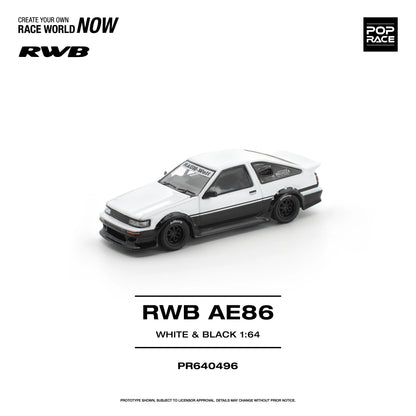 POPRACE RWB Toyota AE86 White Black 1:64 Scale Diecast Model (Pre-Order)