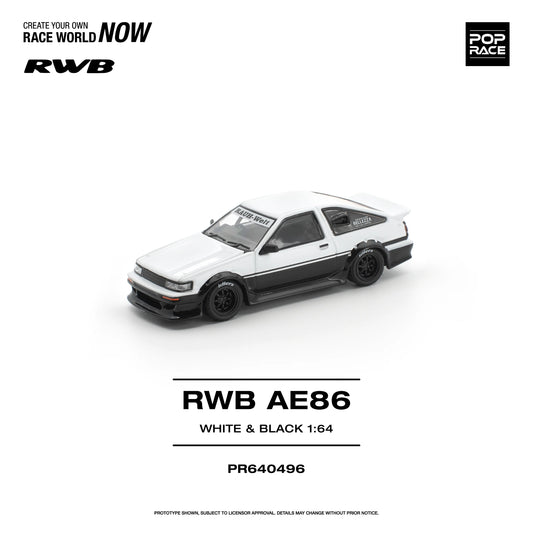 POPRACE RWB Toyota AE86 White Black 1:64 Scale Diecast Model (Pre-Order)