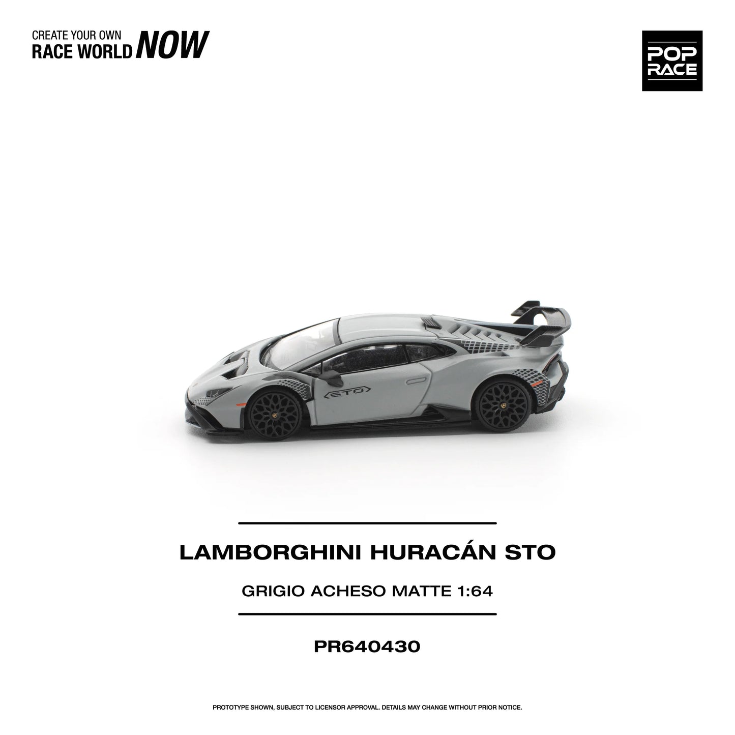 POPRACE Lamborghini Huracán STO Grigio Acheso Matte 1:64 Scale Diecast Model (Pre-Order)