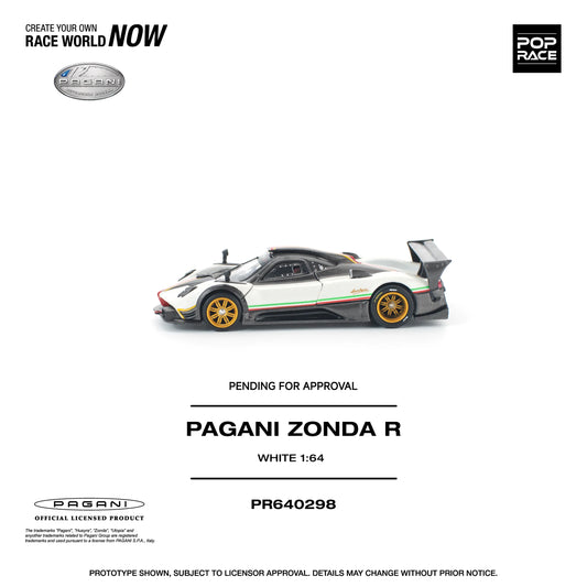 POPRACE Pagani Zonda R White 1:64 Scale Diecast Model (Pre-Order)