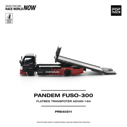 POPRACE Pandem Fuso 300 Flatbed Transporter Advan 1:64 Scale Diecast Model (Pre-Order)