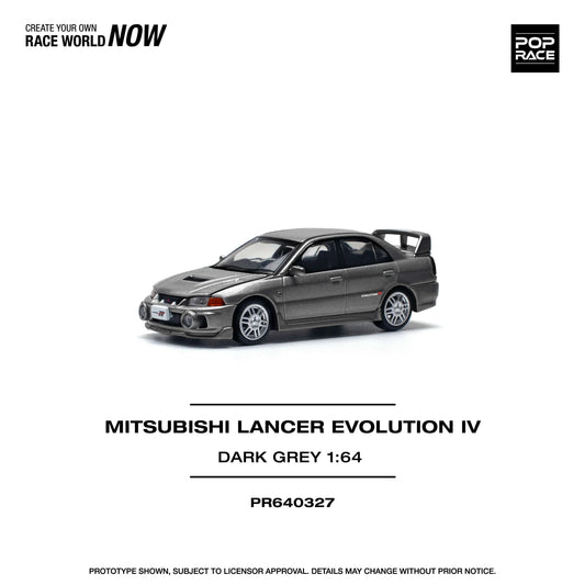 Mitsubishi Lancer Evolution IV Dark Grey, 1:64 Scale (Grey) collectible diecast model at Poketwheels