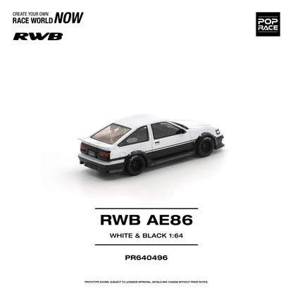 POPRACE RWB Toyota AE86 White Black 1:64 Scale Diecast Model (Pre-Order)