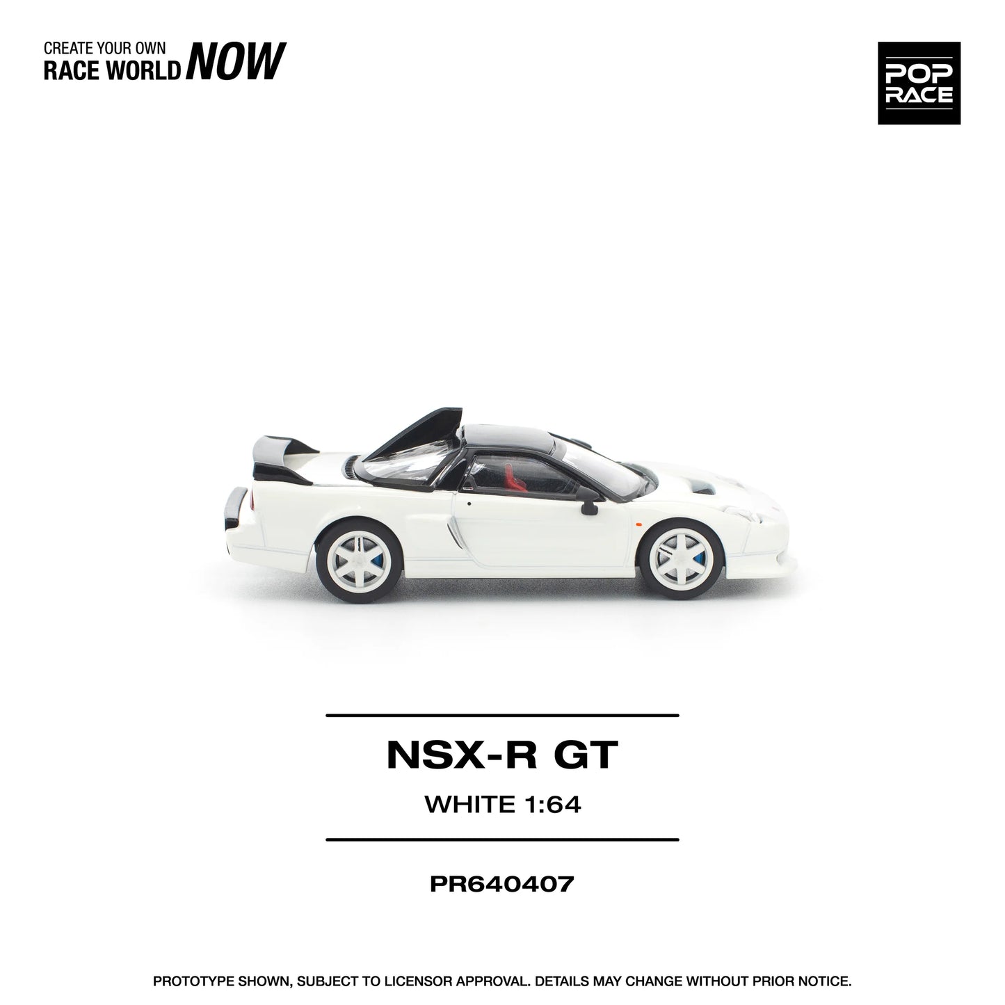 POPRACE Honda NSX-R GT White 1:64 Scale Diecast Model (Pre-Order)