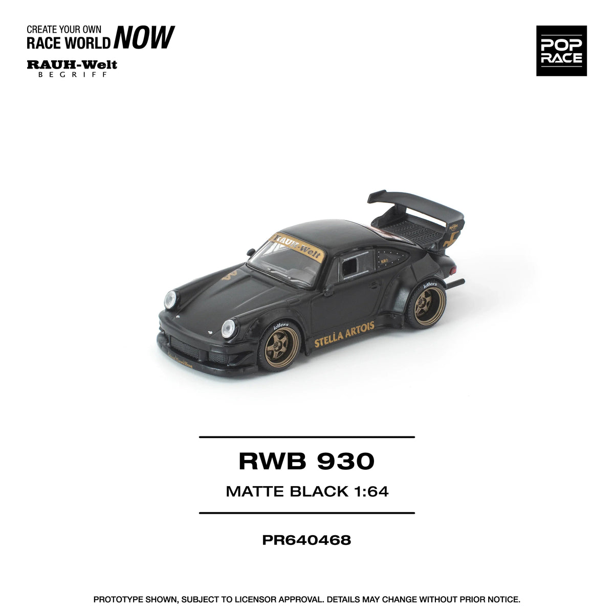 *PRE-ORDER* RWB 930 Matte Black "Stella Artois" New Tooling, 1:64 Scale collectible diecast model at Poketwheels