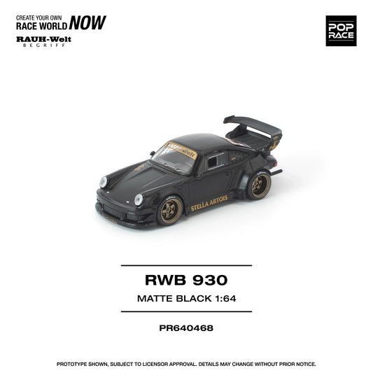 *PRE-ORDER* RWB 930 Matte Black "Stella Artois" New Tooling, 1:64 Scale collectible diecast model at Poketwheels