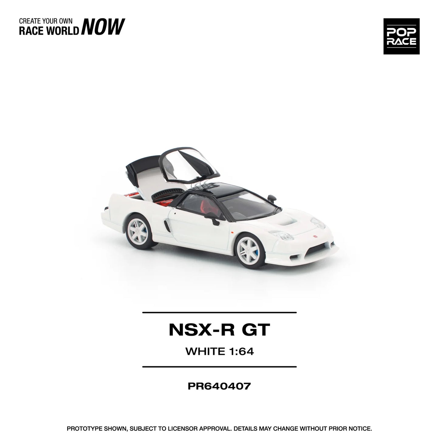 POPRACE Honda NSX-R GT White 1:64 Scale Diecast Model (Pre-Order)