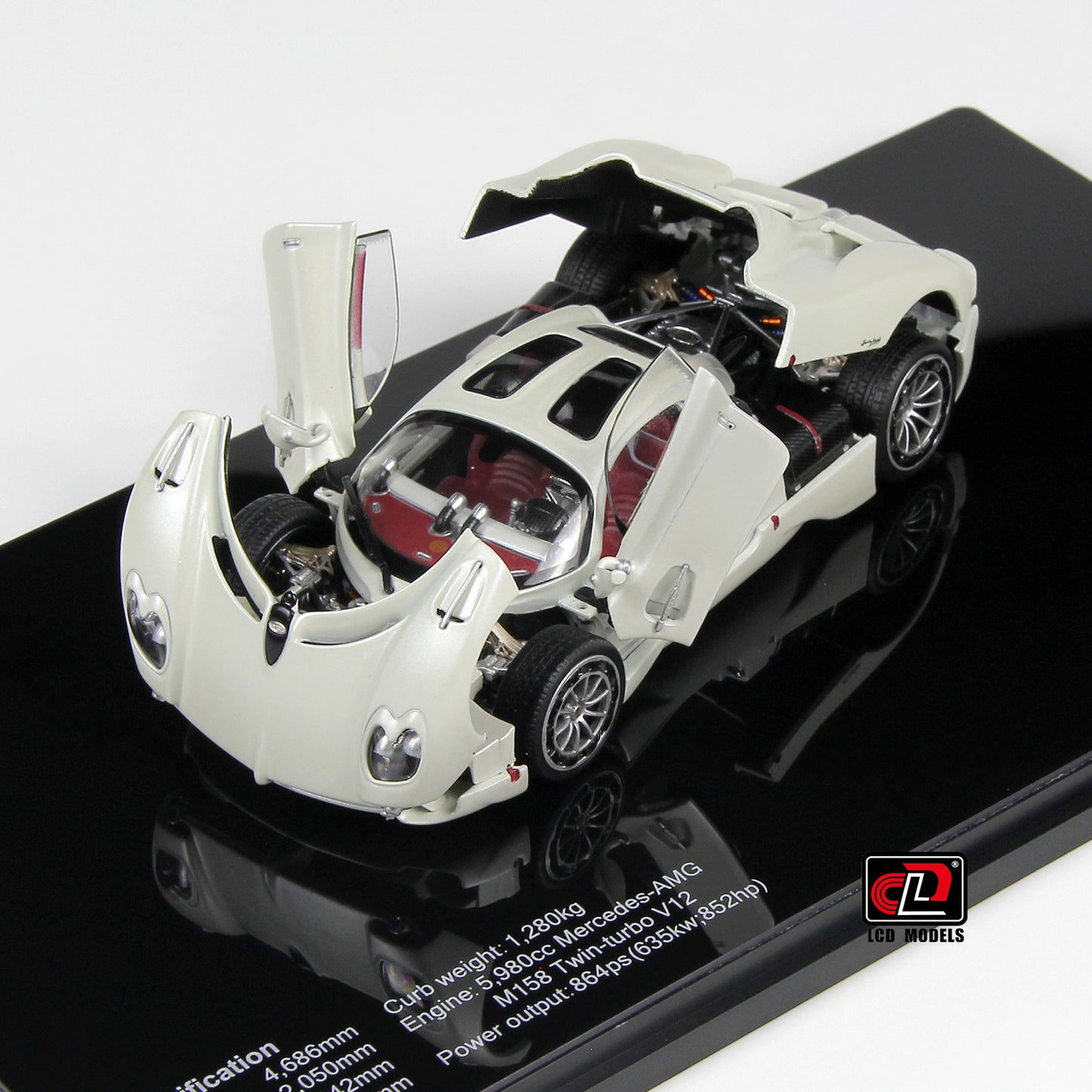 Pagani Utopia White LCD Models | 1:43 Scale Diecast | Hypercar Collectible