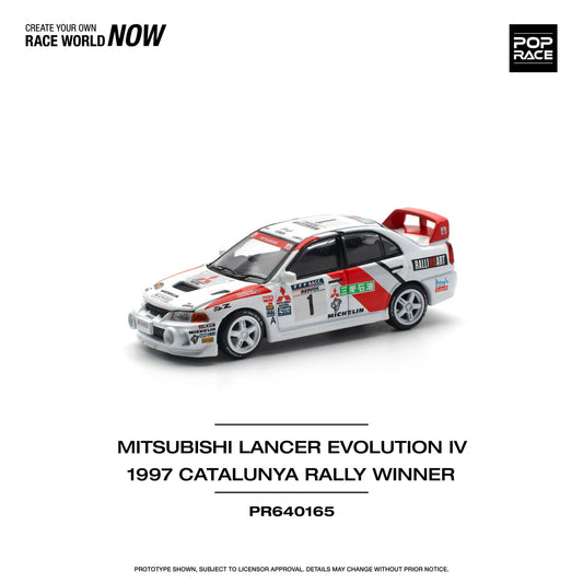 Mitsubishi Lancer Evolution IV 1997 Catalunya Rally Winner, 1:64 Scale (White) collectible diecast model at Poketwheels