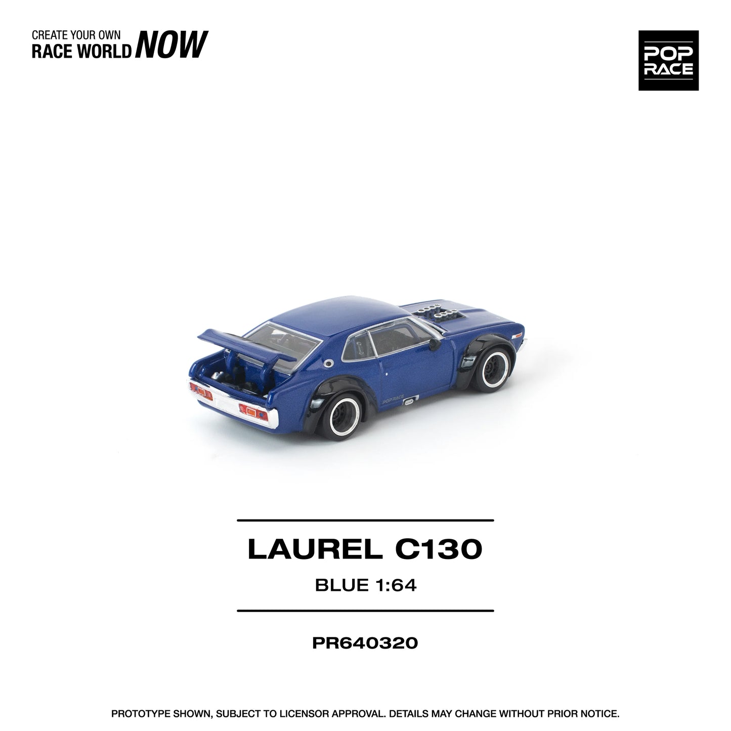 POPRACE Nissan Laurel C130 Blue 1:64 Scale Diecast Model (Pre-Order)