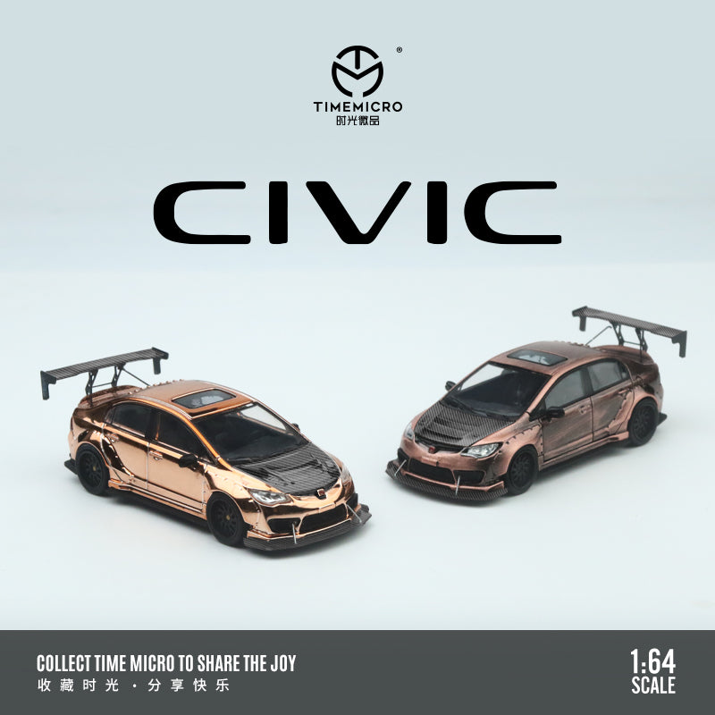 PRE-ORDER Time Micro Honda Civic Explosive Modification Rose Gold 1:64 Scale Diecast Model