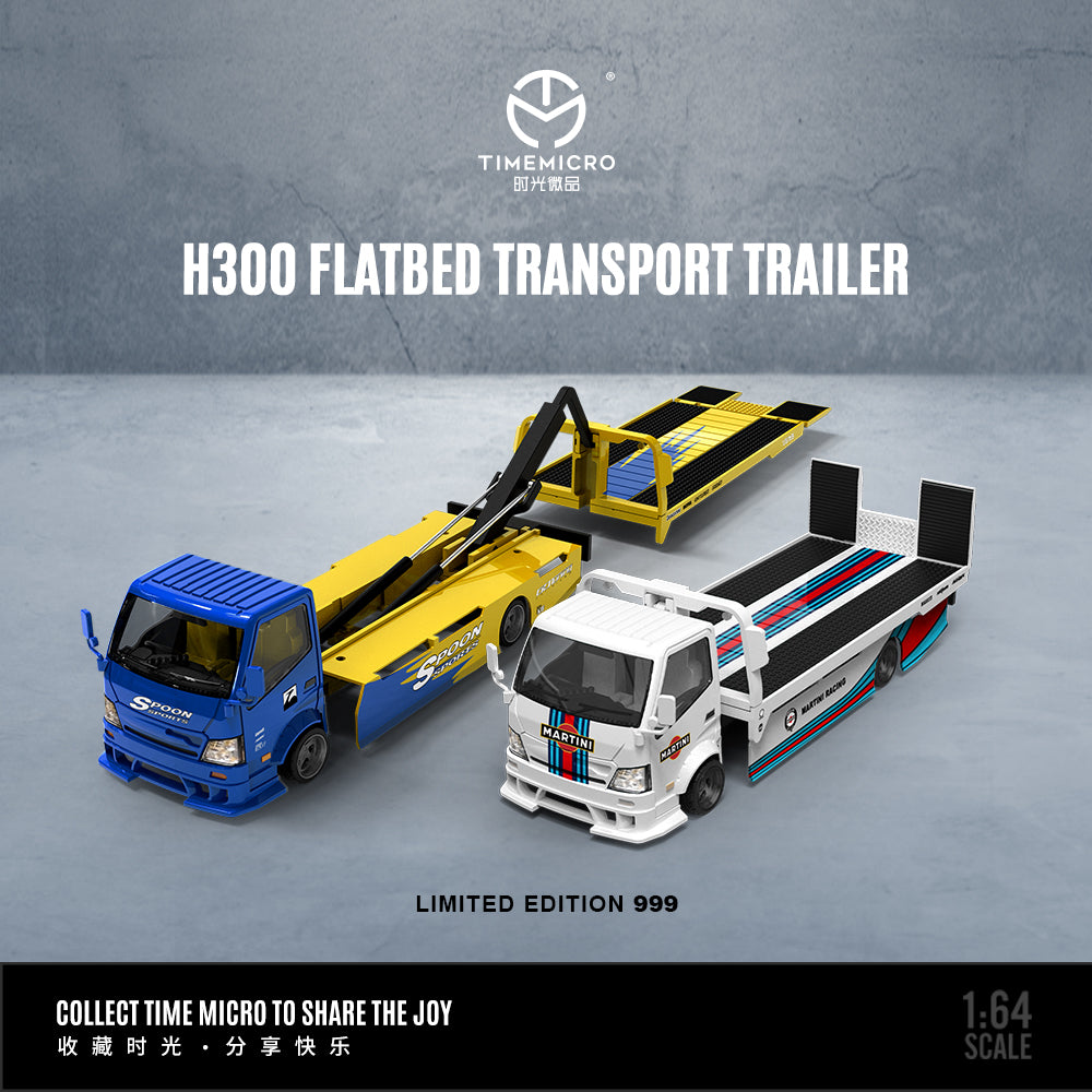 PRE-ORDER Time Micro H300 Flatbed Transport Trailer SPOON Edition 1:64 Scale Diecast Model