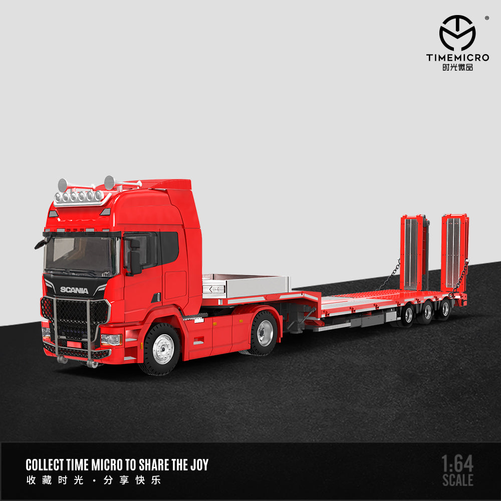 PRE-ORDER Time Micro Scania Trailer Transporter Red 1:64 Scale Diecast Model