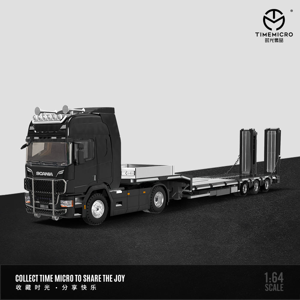 PRE-ORDER Time Micro Scania Trailer Transporter Black 1:64 Scale Diecast Model