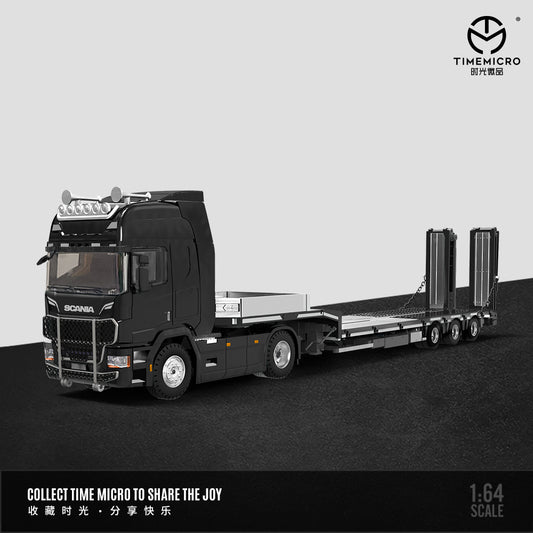 PRE-ORDER Time Micro Scania Trailer Transporter Black 1:64 Scale Diecast Model