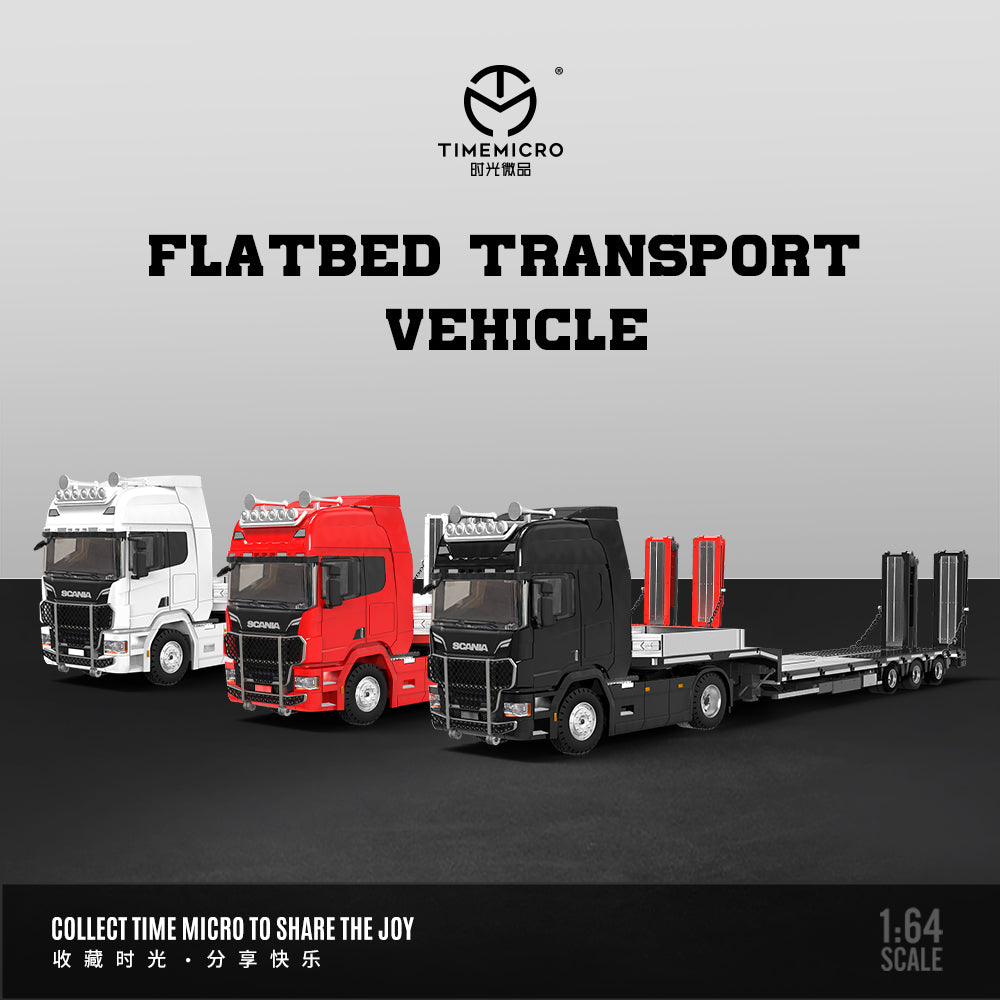 PRE-ORDER Time Micro Scania Trailer Transporter Black 1:64 Scale Diecast Model