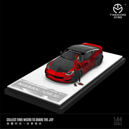 PRE-ORDER Time Micro Nissan 400Z Metallic Red Black Figure Edition 1:64 Scale Diecast Model