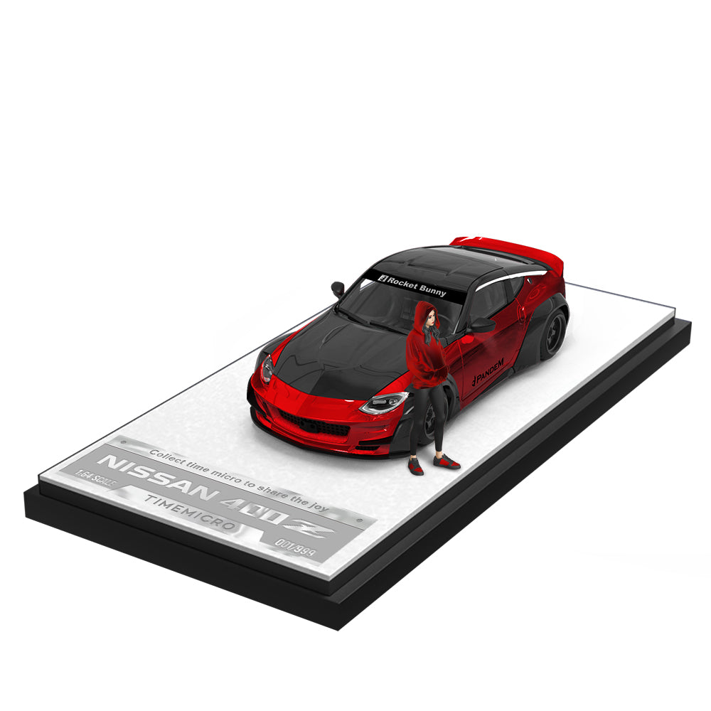 PRE-ORDER Time Micro Nissan 400Z Metallic Red Black Figure Edition 1:64 Scale Diecast Model