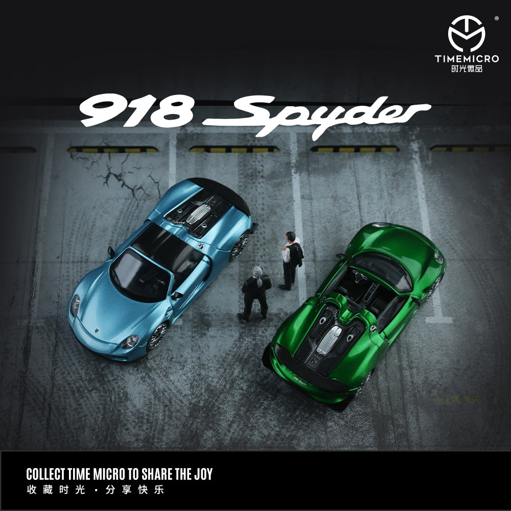 PRE-ORDER Time Micro Porsche 918 Metallic Green Figure Edition 1:64 Scale Diecast Model