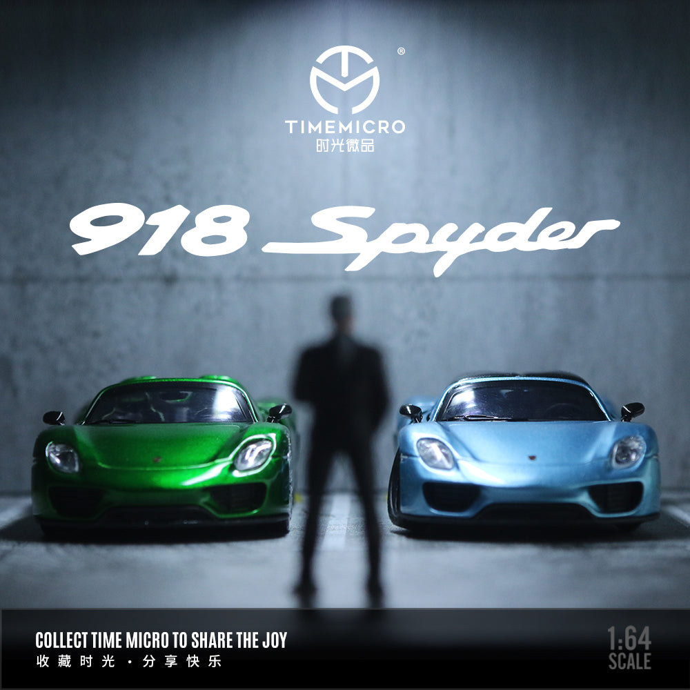 PRE-ORDER Time Micro Porsche 918 Metallic Green Figure Edition 1:64 Scale Diecast Model