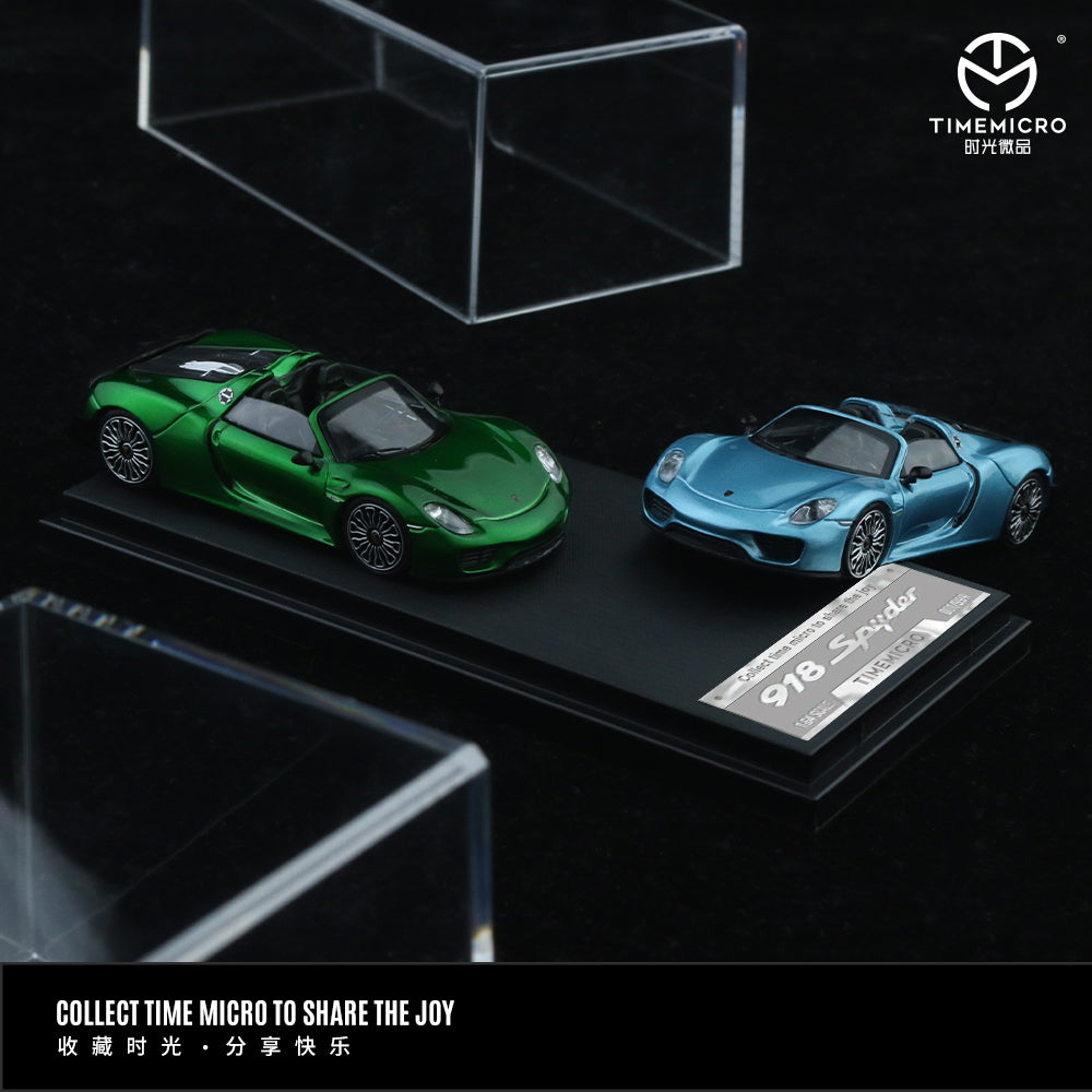 PRE-ORDER Time Micro Porsche 918 Metallic Green Figure Edition 1:64 Scale Diecast Model