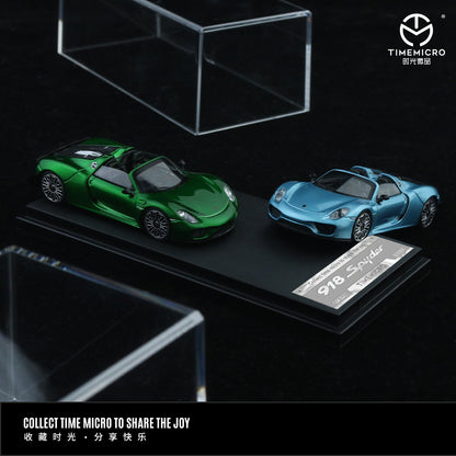 PRE-ORDER Time Micro Porsche 918 Metallic Green Figure Edition 1:64 Scale Diecast Model